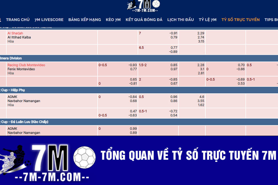 Tổng quan về Tỷ số trực tuyến 7m